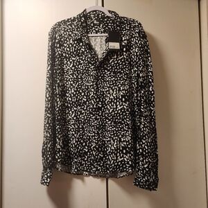 The Kooples Black And White Abstract Print Long Sleeve NwT LARGE $255